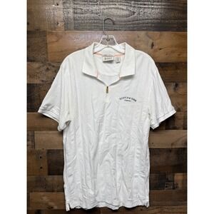 Scotch Soda Men's White Textured Polo Shirt Short Sleeve Quarter Zip Size L G